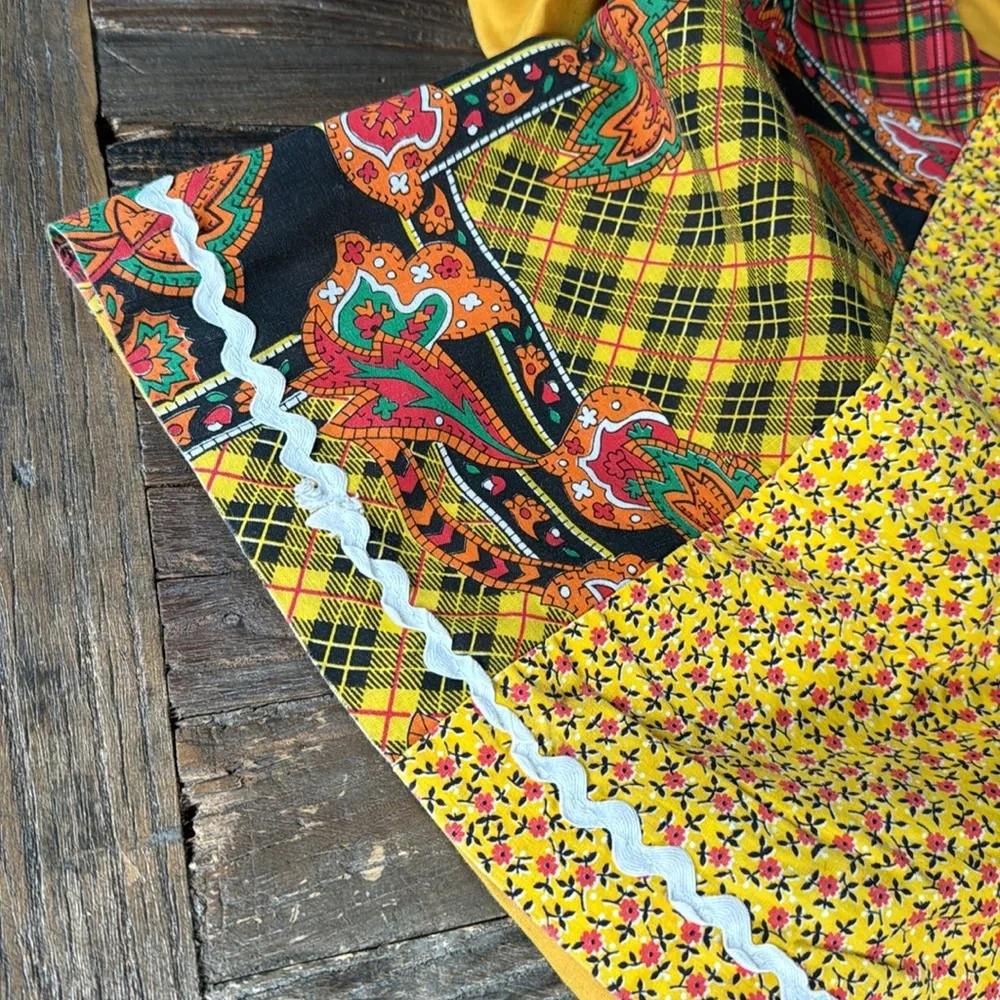 Vintage Carefree Fashions quilted patchwork‎ maxi full prairie style skirt Large